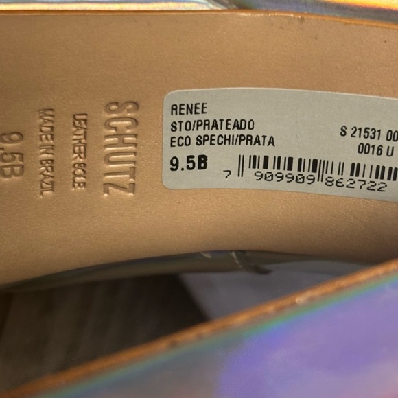 NEW Schutz Renee Ankle Strap Platform Pump Hologram - Picture 9 of 10